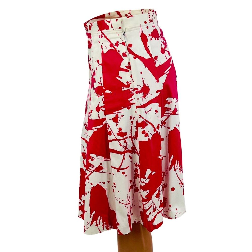 Calvin Klein Pink & White Paint Splatter Pleated A-Line Skirt - Picture 5 of 16